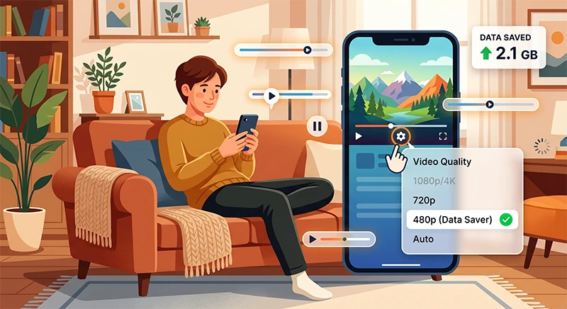 5 راهکار ساده برای کاهش مصرف حجم اینترنت بین المللی تنظیم کیفیت ویدیو یوتیوب و اینستاگرام روی حالت Data Saver برای کاهش مصرف دیتای موبایل